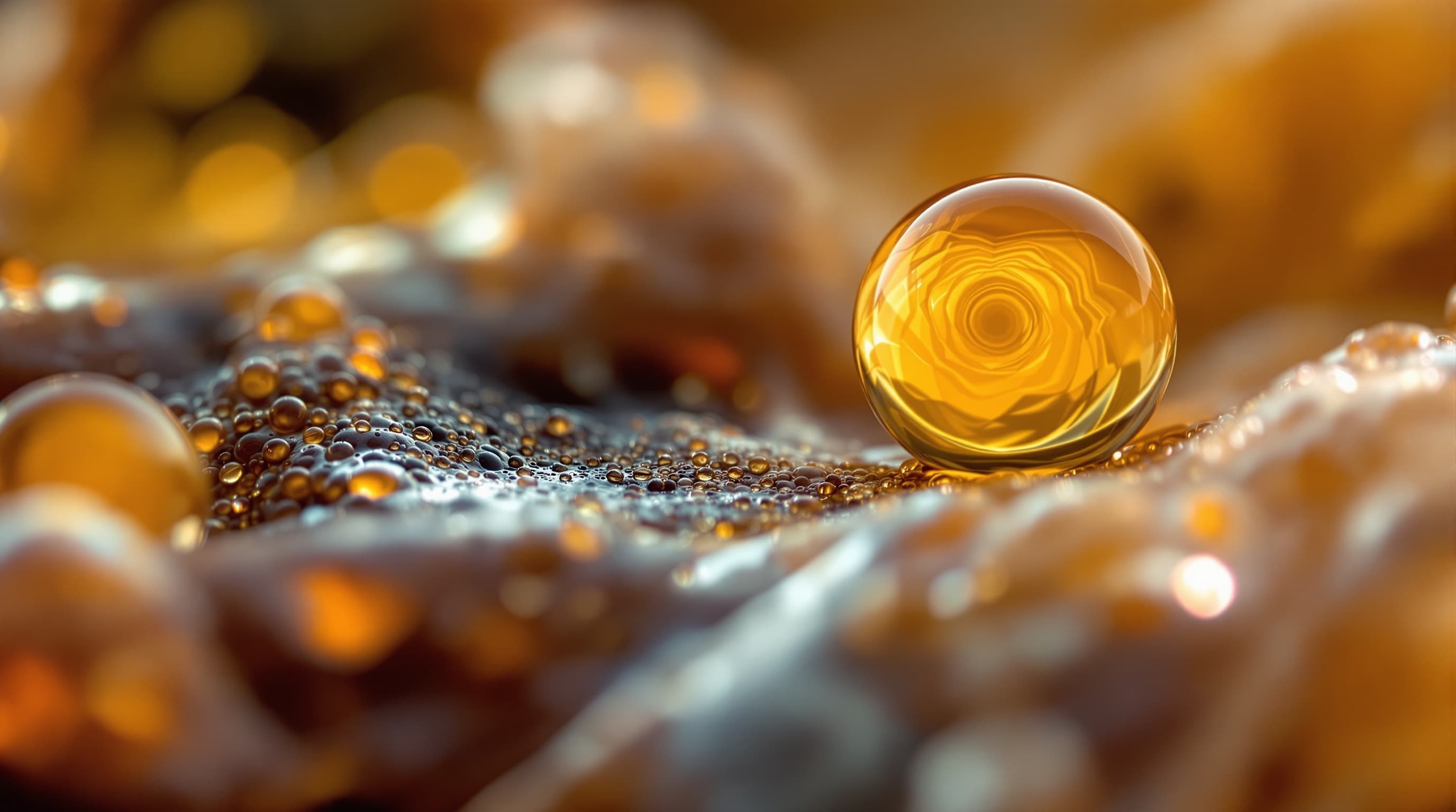 Warm amber fibres knitting into aligned tissue
